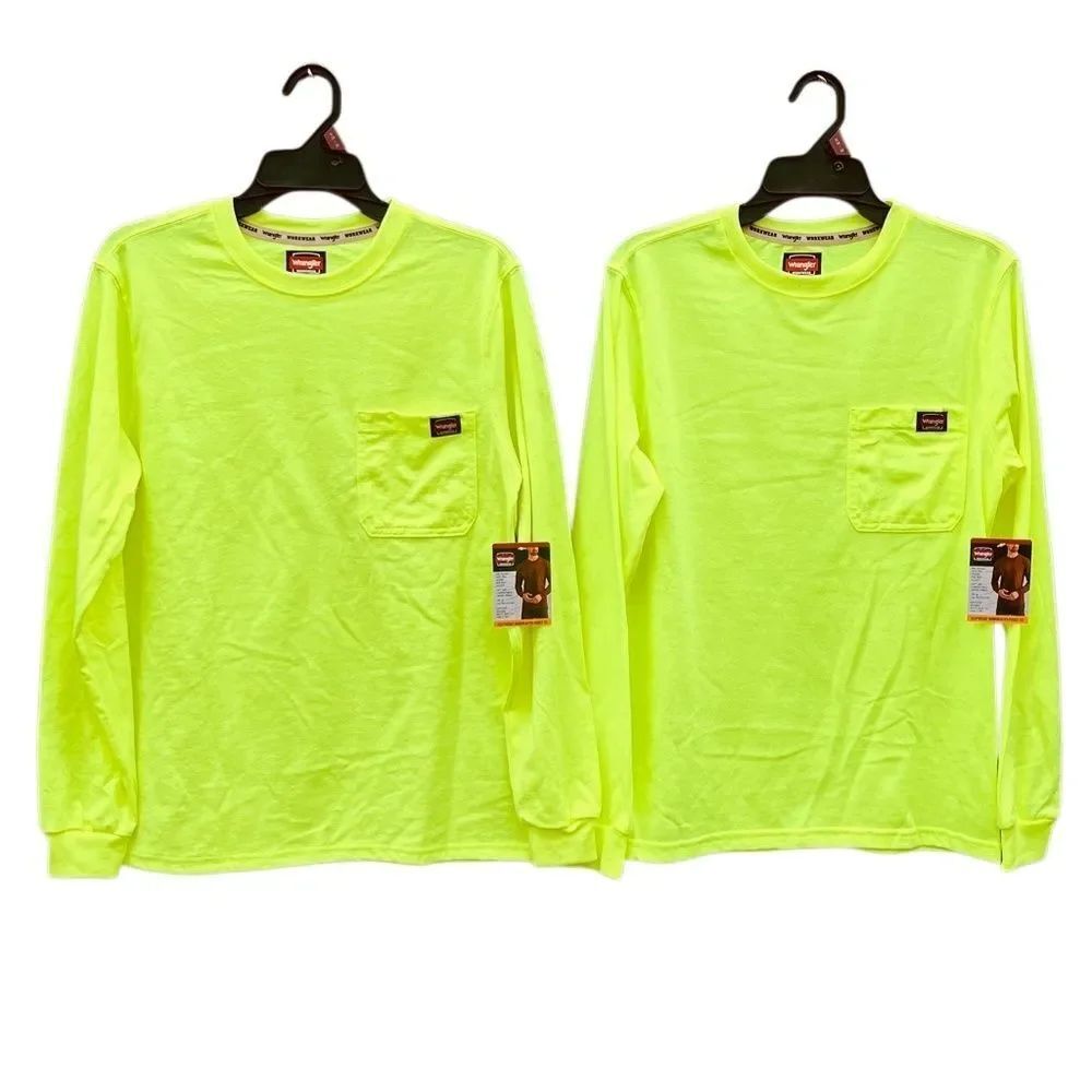 Wrangler Workwear Men's Long Sleeve Heavyweight Pocket T-Shirt 2-Pack Size S